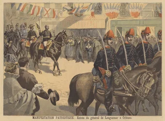 Vlastenecká demonstrace: Generál Longuemar vjíždí do Orleansu